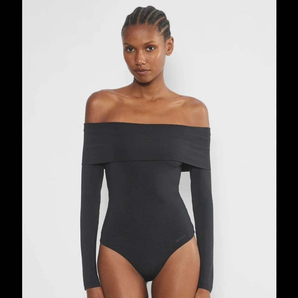 Aritzia Black Off-Shoulder Bodysuit - Picture 2 of 6